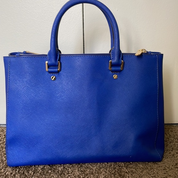 MICHAEL KORS SUTTON SAFFIANO LEATHER LARGE SATCHEL (Sapphire Blue) - Picture 3 of 9